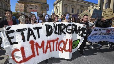 Des jeunes manifestant pour le climat, à Montpellier (Hérault), le 12 avril dernier. 