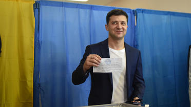 Zelensky lors de l'élection qui le verra devenir président de l'Ukraine