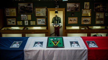 Les portraits des quatre soldats du 4ème régiment de Gap lors d'un hommage