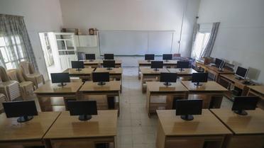 Une salle de classe, vide, au Liban, le 30 juin.