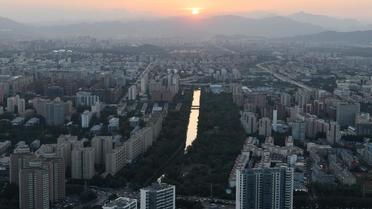 Plan large d'un quartier de la ville de Pékin, qui va accueillir les JO d'hiver 2022.