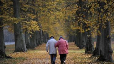 Un couple de personnes âgées dans un parc [Uwe Zucchi / DPA/AFP/Archives]
