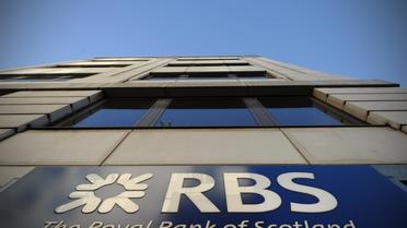 Le logo de la RBS sur la façade d'une agence à Londres [Carl Court / AFP/Archives]