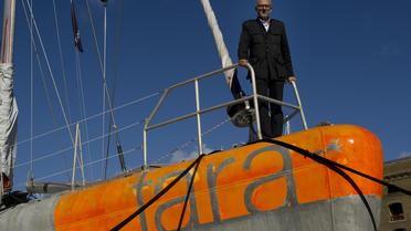 Etienne Bourgois, président de la Fondation Tara, pose à bord de la goélette le 18 septembre 2012 à Londres [Carl Court / AFP/Archives]