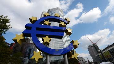 Le logo de l'euro devant la Banque centrale européenne à Bruxelles [Johannes Eisele / AFP/Archives]