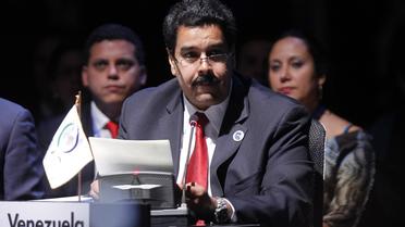 Photo transmise par la présidence chilienne, via l'agence Uno, du vice-président vénézuélien Nicolas Maduro lors d'un sommet à Santiago, le 28 janvier 2013 [Pablo Ovalle / Agencia Uno/AFP]
