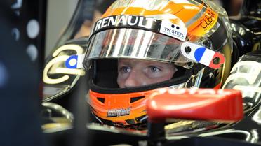 Le pilote français de F1 Romain Grosjean dans sa monoplace Lotus lors des essais du GP d'Abou Dhabi, le 2 novembre 2012 [Tom Gandolfini / AFP/Archives]