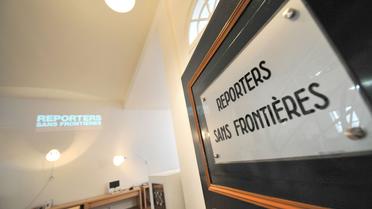 L'entrée des bureaux de Reporters sans frontières, RSF, à Paris [Miguel Medina / AFP/Archives]