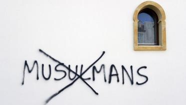 Graffiti sur un mur de la mosquée de Saint-Etienne, le 8 février 2010 [Philippe Merle / AFP/Archives]