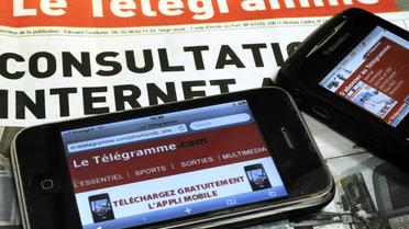 Le site du Télégramme sur un smartphone, le 3 novembre 2010 [Damien Meyer / AFP/Archives]