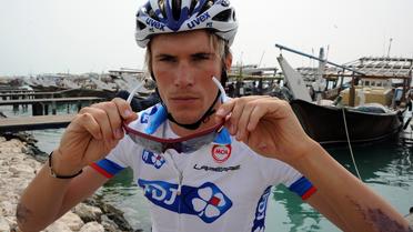 Yoann Offredo, de la Française des Jeux, avant la 3e étape du Tour du Qatar, le 9 février 2013 à Al-Wrakra [Pascal Guyot / AFP/Archives]