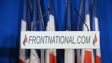 Un pupitre au siège du Front national à Nanterre [Bertrand Guay / AFP/Archives]