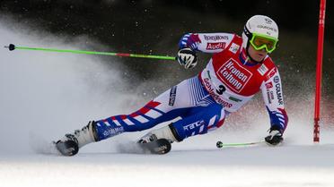 Alexis Pinturault lors de la 1re manche du géant des finales de la Coupe du monde de ski alpin 2011-12, le 17 mars 2012 à Schladming [ / AFP]