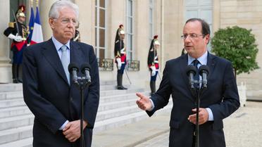Les dirigeants français et italien François Hollande et Mario Monti se rencontrent à Rome mardi pour la troisième fois depuis l'élection du président français afin de préparer une série d'échéances cruciales pour la zone euro.[AFP]