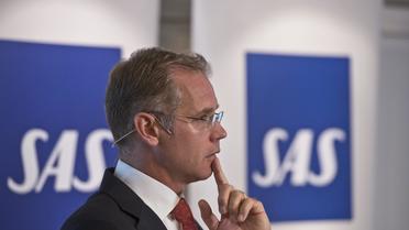 Le PDG de SAS Rickard Gustafson en conférence de presse, le 8 août 2012 à l'aéroport Arlanda de Stockholm [Leif R Jansson / Scanpix/AFP/Archives]