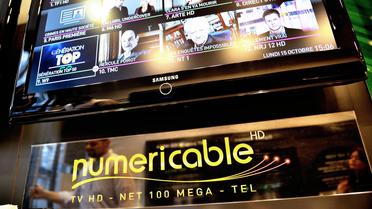 Mosaïque des chaînes télé diffusées par Numericable, sur un écran dans un magasin à Lille, en octobre 2012 [Philippe Huguen / AFP/Archives]