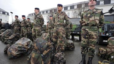 Des soldats du 3e Régiment d'infanterie de Marine, à Vannes, le 5 février 2013