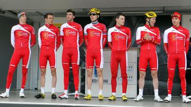 L'équipe Cofidis avant le départ du Critérium international, le 23 mars 2013 à Porto-Vecchio [Pascal Pochard-Casbianca / AFP]