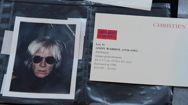 "Self-Portrait", autoportrait d'Andy Warhol, lors de la présentation de "Andy Warhol @ Christie’s", chez Christie's à New York, le 21 février 2013 [Stan Honda / AFP]