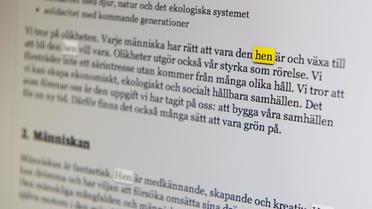 Le pronom neutre "hen" dans un texte suédois.