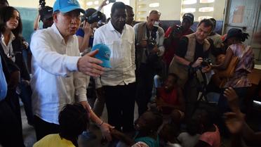 Ban Ki-moon en visite officielle à Haïti, en octobre 2016.