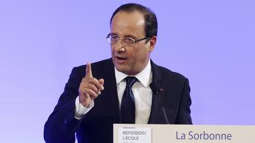 François Hollande lors de son discours prononcé à La Sorbonne.