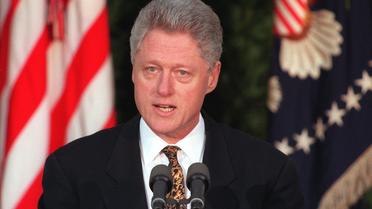 Bill Clinton lors de son discours d'excuse à la nation en 1998