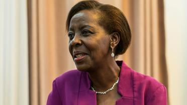 La Rwandaise Louise Mushikiwabo, candidate au poste de secrétaire générale de l'Organisation internationale de la Francophonie (OIF), le 2 août 2018 à Kigali [JACQUES NKINZINGABO / AFP/Archives]