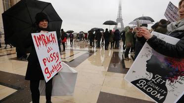 Manifestation pour défendre les droits des femmes et s'opposer au président américain Donald Trump, le 21 janvier 2018 à Paris [JACQUES DEMARTHON / AFP]