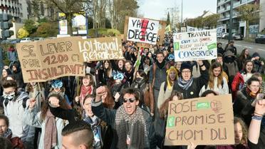 Des étudiants manifestent contre la loi travail à Rennes le 31 mars 2016 [JEAN-FRANCOIS MONIER / AFP/Archives]