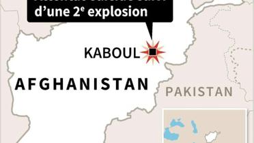 Carte de localisation de l'attentat-suicide dans une salle de sport de Kaboul suivi d'une seconde explosion qui s'est produite à proximité  [afp / AFP]