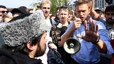 L'opposant russe Alexeï Navalny manifeste à Moscou, le 5 mai 2018 [Kirill KUDRYAVTSEV / AFP/Archives]