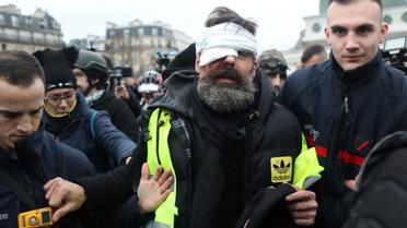 Jérôme Rodrigues, porte-parole des Gilets jaunes à Paris le 26 janvier 2019 [Zakaria ABDELKAFI / AFP]
