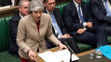 Photo fournie par le Parlement britannique montrant la Première ministre britannique Theresa May devant les députés, le 29 mars 2019 [MARK DUFFY / UK PARLIAMENT/AFP/Archives]