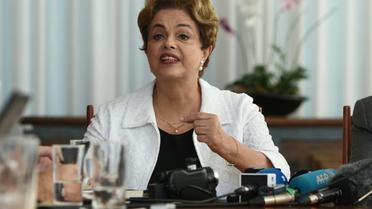 La présidente brésilienne suspendue de ses fonctions Dilma Rousseff lors d'une conférence de presse au palais Alvorada à Brasilia le 13 mai 2016 [VANDERLEI ALMEIDA / AFP]