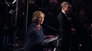 La candidate démocrate à la Maison Blanche , Hillary Clinton, le 9 septembre 2016 à New-York à l'occasion du "gala LGBT pour Hillary" [Brendan Smialowski / AFP]