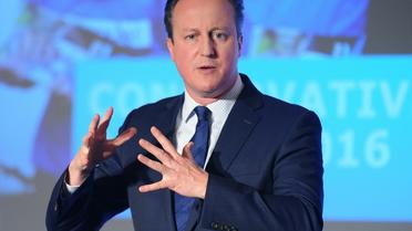 David Cameron devant les délégués du parti conservateur le 9 avril 2016 à Londres [KERRY DAVIES / KERRY DAVIES/DAILY MAIL/AFP]