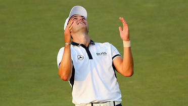 L'Allemand Martin Keymer exhulte après sa victoire à l'US Open de golf le 15 juin 2014 à Pinehurst (Caroline du Nord) [Mike Ehrmann / AFP]