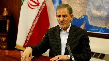 Le premier vice-président iranien et candidat à la présidentielle Es-Hagh Jahanguiri à Téhéran, lors d'une interview avec l'AFP, le 9 mai 2017 [ATTA KENARE / AFP]
