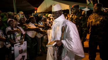 Le président Yahya Jammeh le 24 novembre 2016 à Brikama en Gambie [Marco LONGARI / AFP/Archives]