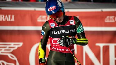 L'Américaine Mikaela Shiffrin dans l'aire d'arrivée du slalom géant de Courchevel, le 17 décembre 2019 [JEFF PACHOUD / AFP/Archives]