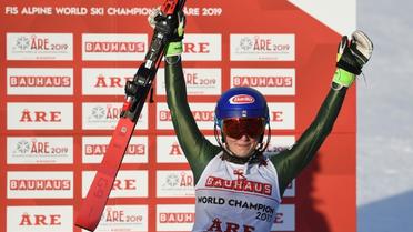 Mikaela Shiffrin reine incontestée du slalom des Mondiaux d'Are, le 16 février 2019 [Jonathan NACKSTRAND / AFP]