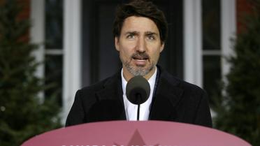 Le Premier ministre canadien Justin Trudeau lors de sa conférence de presse quotidienne sur la crise du coronavirus, devant sa résidence officielle à Ottawa le 29 mars 2020 [Dave Chan / AFP/Archives]