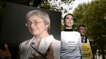 Anna Politkovskaïa, la journaliste russe assassinée, devenue un symbole de la lutte pour la liberté de la presse, le 6 octobre 2008 à Paris [OLIVIER LABAN-MATTEI / AFP/Archives]