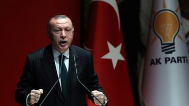 Le président turc Recep Erdogan prononce un discours le 6 décembre 2018 au siège de son parti [ADEM ALTAN / AFP]