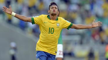 La vedette brésilienne Neymar, après son but contre le Mexique, le19 juin 2013 à Fortaleza [Yuri Cortez / AFP/Archives]