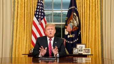 Le président américain Donald Trump a donné le 8 janvier 2019 sa première allocution à la nation depuis le Bureau ovale de la Maison Blanche [CARLOS BARRIA / POOL/AFP]