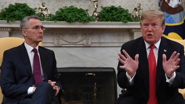Donald Trump et le secrétaire général de l'Otan Jens Stoltenberg, le mardi 2 avril 2019 à la Maison Blanche [Jim WATSON / AFP]