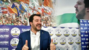 Le chef de la Ligue Matteo Salvini, lors d'une conférence de presse au siège du parti, le 5 mars 2018 à Milan [Piero CRUCIATTI / AFP]