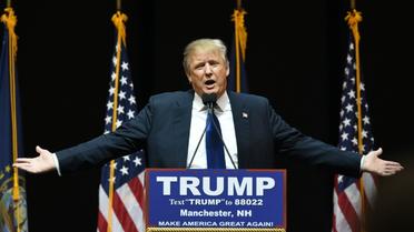Le candidat à l'investiture républicaine Donald Trump, lors d'un meeting électoral à Manchester, le 8 février 2016 [Don EMMERT                           / AFP]